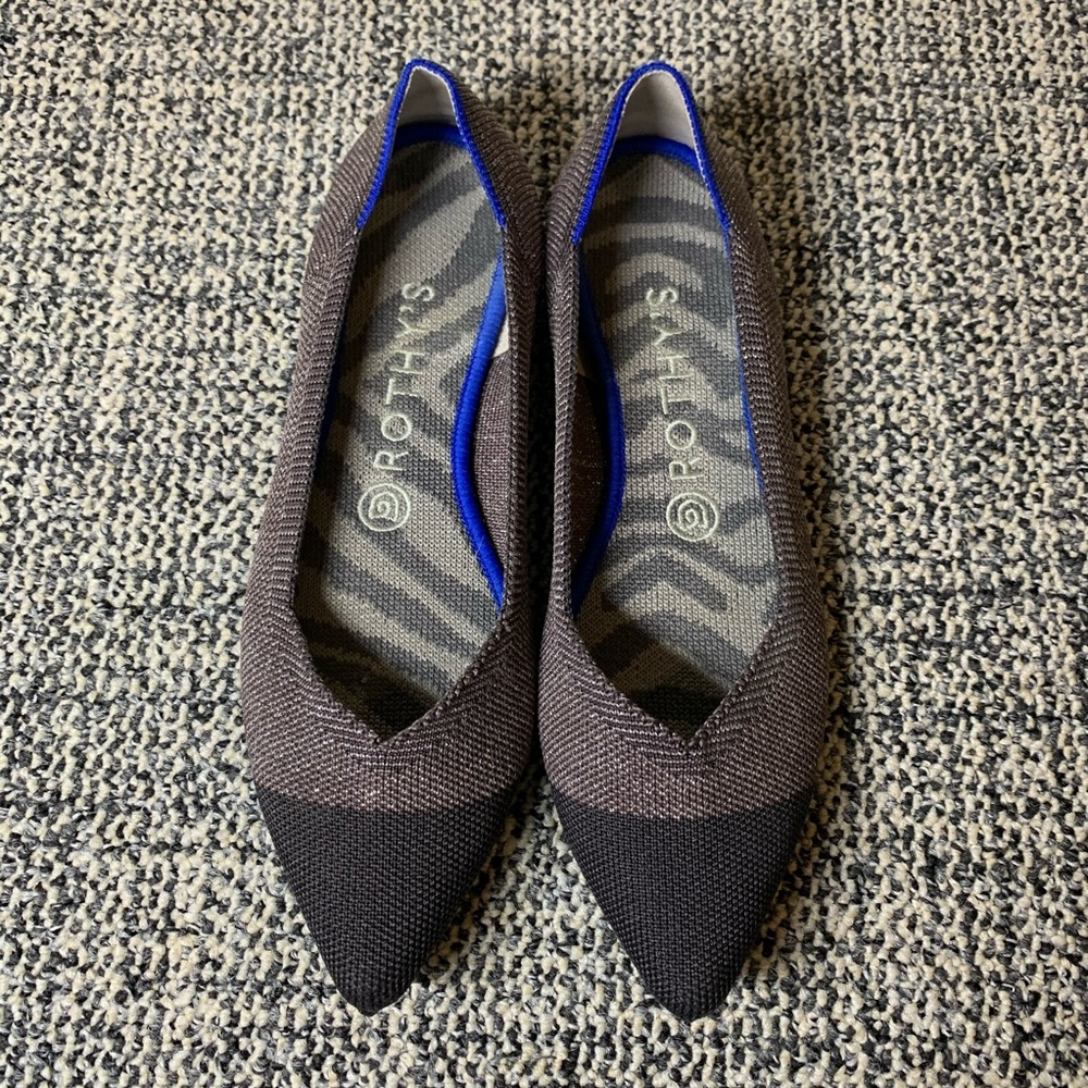 EUC Rothy’s Twilight Metallic Captoe Point Flats